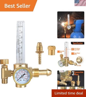 Precision Argon/CO2 Welding Flow Meter with Pressure Gauge 0-4000 psi
