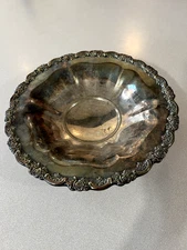12" Vintage Round Tarnished Metal Serving Bowl: Unknown Manufacturer