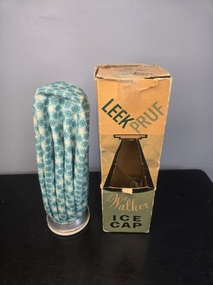 Vintage MCM 1950s Walker ''Leek-Pruf'' Ice Cap Ice Bag/Pack UNUSED IN ORIGINAL BOX