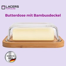 PurpLine 640ml Butterdose aus Glas mit Bambusdeckel - Nachhaltig & BPA frei