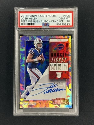 2018 PANINI CONTENDERS JOSH ALLEN CRACKED ICE AUTO FEET VISIBLE PSA 10 /24 #105