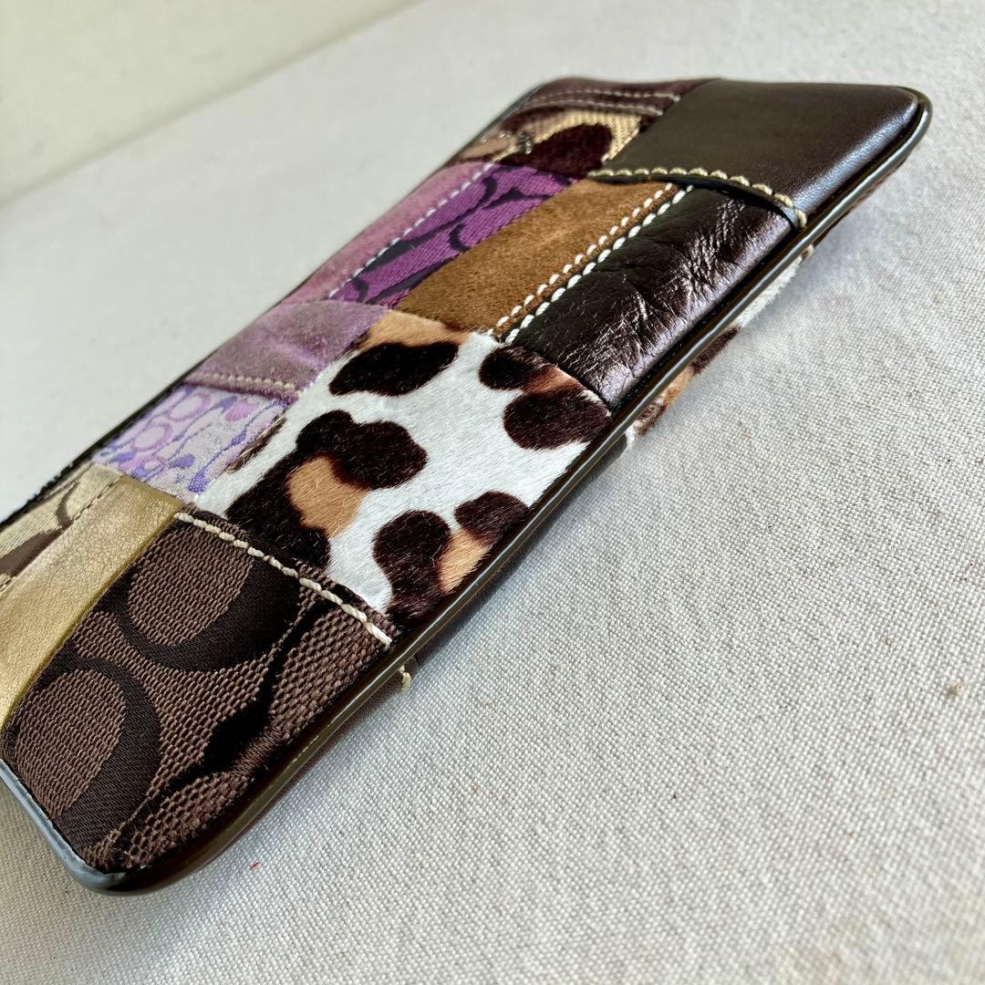 COACH Suede Patchwork Handbag Accessory Pouch Aut… - image 16