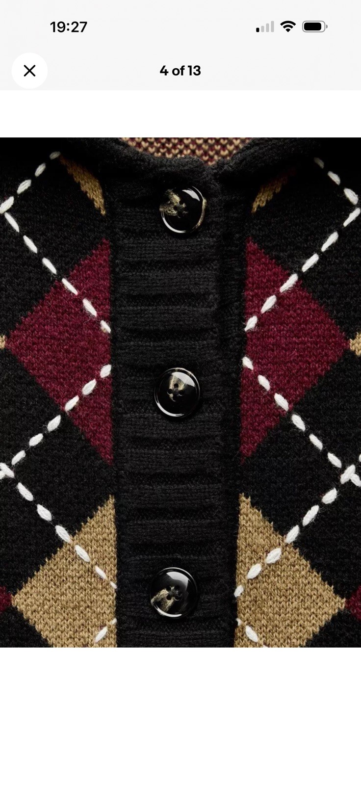 Zara DIAMOND PATTERN KNIT CARDIGAN thumbnail 6