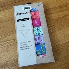 No Boundaries XXXL Mid-Rise Thong Panties 7 Pair 7 Days Of The Week Pack