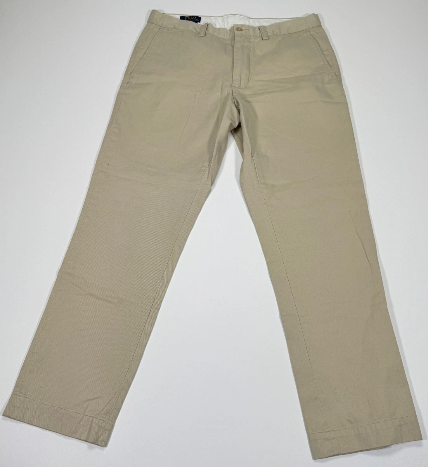 Polo Ralph Lauren Slim Fit Chino Pants Men's 33x30 Khaki Cotton Flat Front