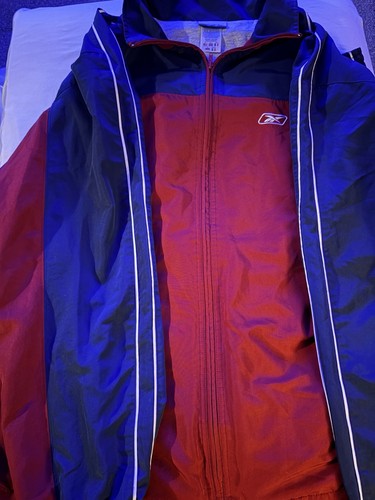 Vintage 90s Reebok Lined Track Suit Mens XL Red Navy Windbreaker Set. Fire! - Image 1