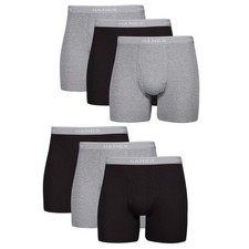 Hanes Boxer Briefs 6 Pack Black/Gray, Large 2349K6
