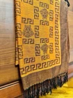 Versace Reversible Beige & Black Scarf Fringe Made In Italy