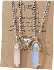 Magnetic Couple Matching Split Heart Necklace Crystal Mutual Attraction Pendant