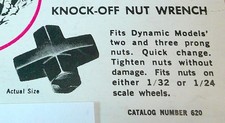  1 Knock Off Nut Wrench by Dynamic slot Car Vintage Original 449 NOS