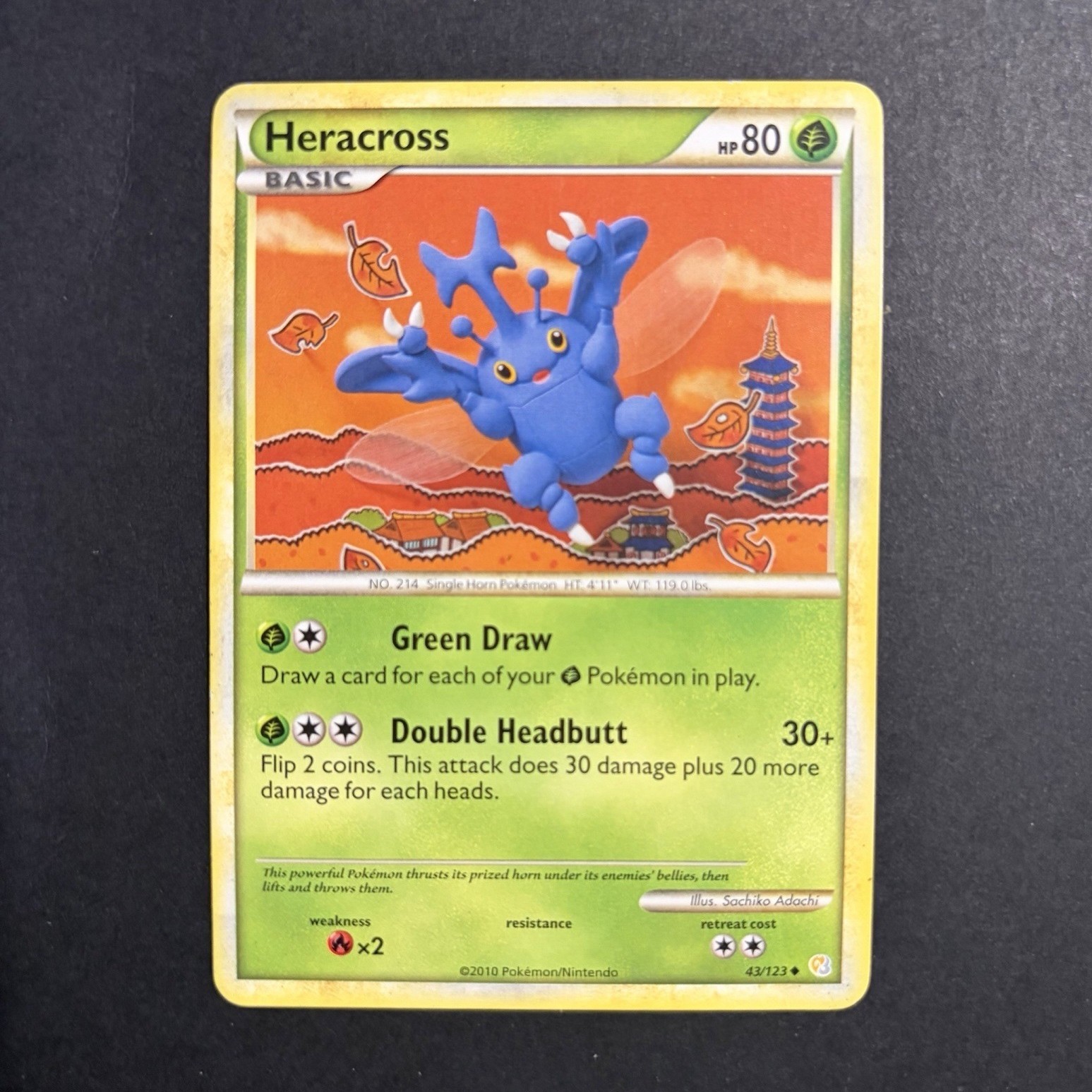 Pokemon Heracross 43/123 HGSS HeartGold SoulSilver - LP