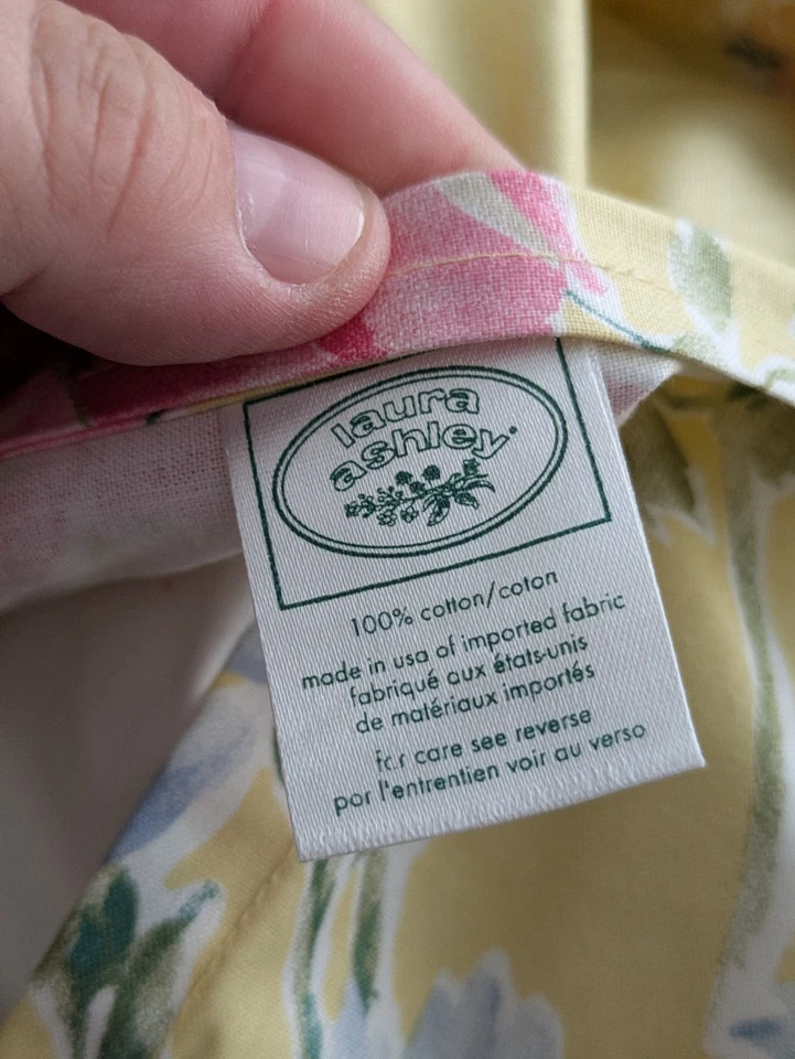 Almohada Vintage Laura Ashley Amarillo Rosa Floral 15" Foto 3 de 3