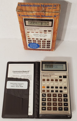 Vintage 1988 Construction Master II Model 3078 Calculator + Brown Case & Box