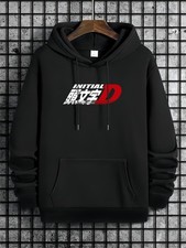 Men's Initial D Graphic Hoodie - Japanese Racing Design with Sports Car Art, Loo