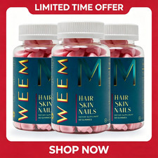 Pack of 3- WEEM Hair Skin and Nails Gummies, Vegan biotin Vitamins, Healthy Hair