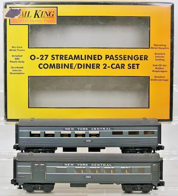 MTH RAIL KING O Gauge New York Central Combine/Diner 2 Car W/Box 1:48 Scale - Image 2 of 4
