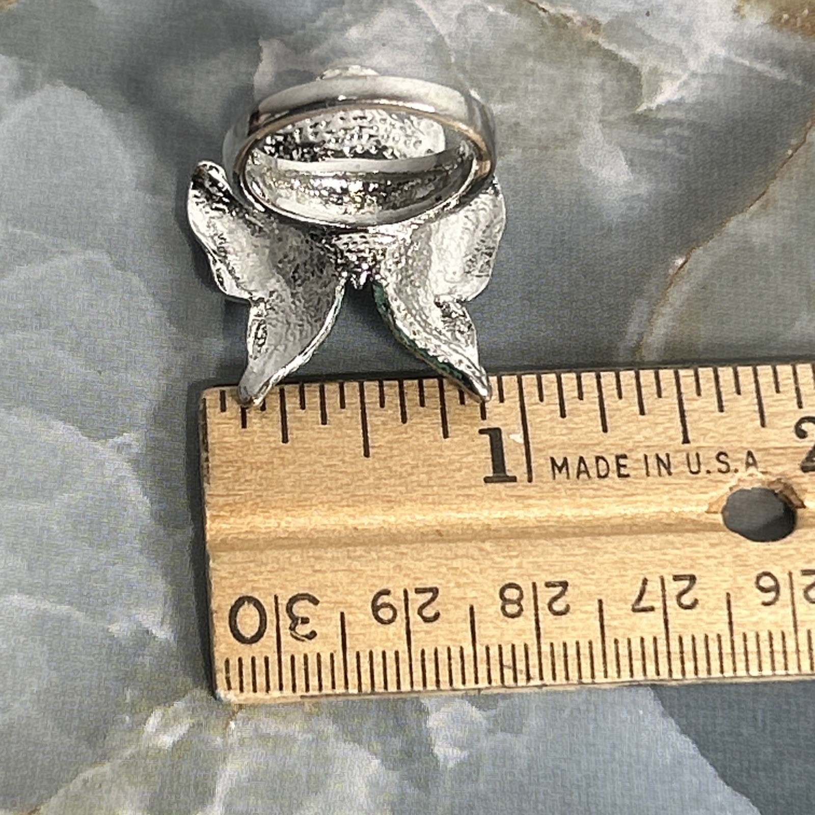 Vintage Silver Tone Statement Ring Butterfly Rain… - image 15