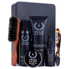 Holiday Beard Care Gift Set for Men, Complete Grooming Kit with Beard Wash, Oil,