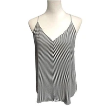 NWT LOFT Black & White Chevron Striped V-Neck Cami Tank, Size Small, Feminine