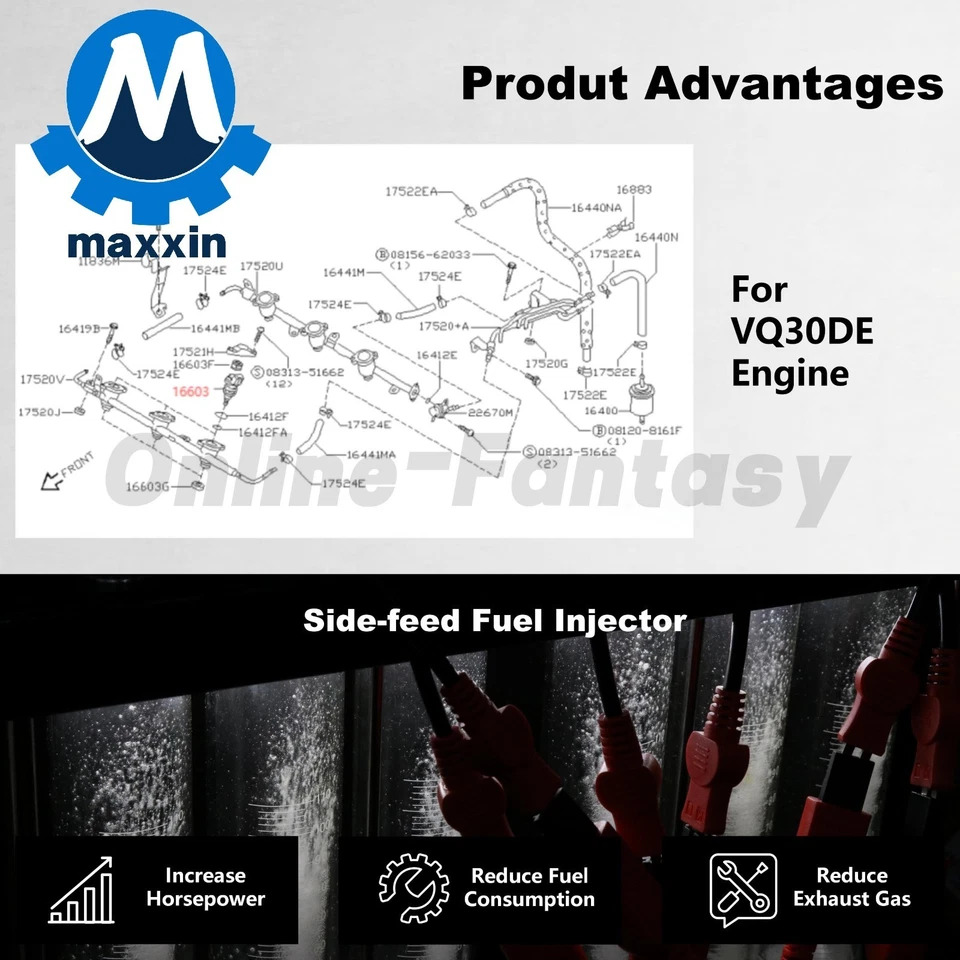 6x Inyectores de combustible para Infiniti I30 1996-99 Nissan Máxima 1992-99 16600-96E01 Foto 3 de 4