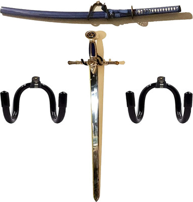 2-Pack Universal Wall Mount Sword Rack Dagger Axe Display Hanger Vertical/Horizo