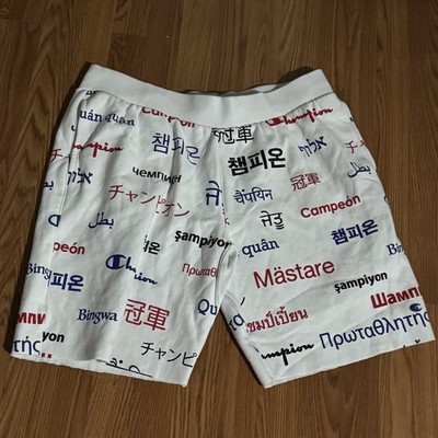 Champion World Translation Shorts Mens Size 2XL Reverse Weave Streetwear Graphic