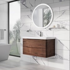 Eaton Redwood Bathroom Vanity Unit Bathroom Cabinet Wood Effect Storage Unit WC