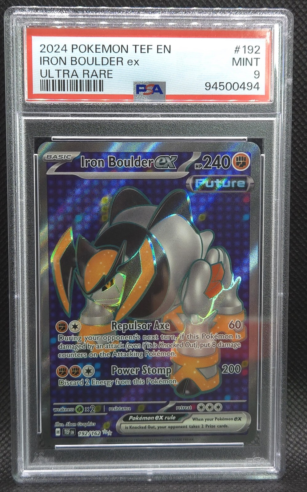 Pokémon TCG Iron Boulder ex 192/162 Holo Ultra Rare Temporal Forces PSA 9