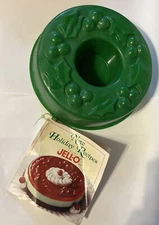 VTG 1995 JELL-O Mold JELLO Gelatin Mold  Christmas Holiday Holly Recipes NWT