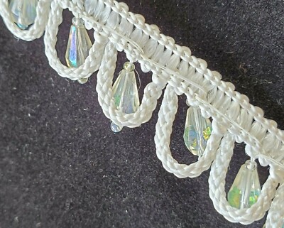 Vintage Novelty Trim - White Drop Bead French Made 3/4'' Trim - sold by the yard