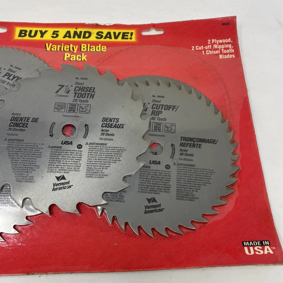 "Paquete variado de hojas de sierra VERMONT AMERICAN 7 1/4"" - Lote de 5 hojas" Foto 3 de 4