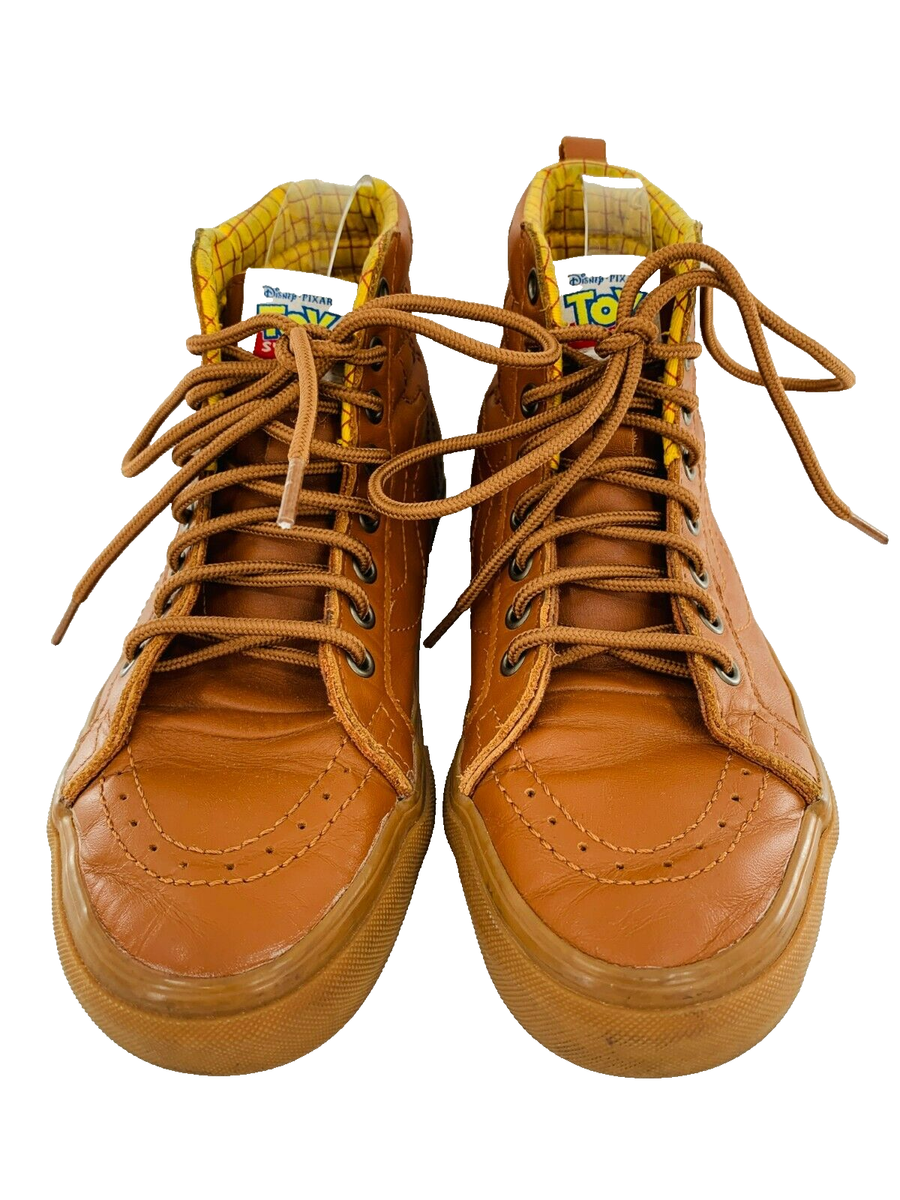 Vans Toy Story Woody Brown Leather Hi Top Sneakers Andy US 