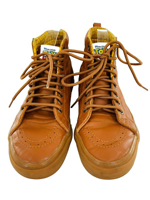 Vans Toy Story Woody Brown Leather Hi Top Sneakers Andy US Men's 7 Womens 8.5