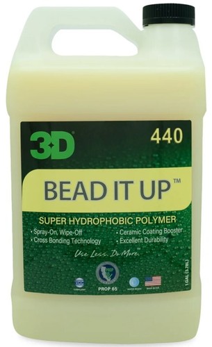 3D bead it up. Ceramic coating booster. Super hydrophobic polymer. 3.78litres,