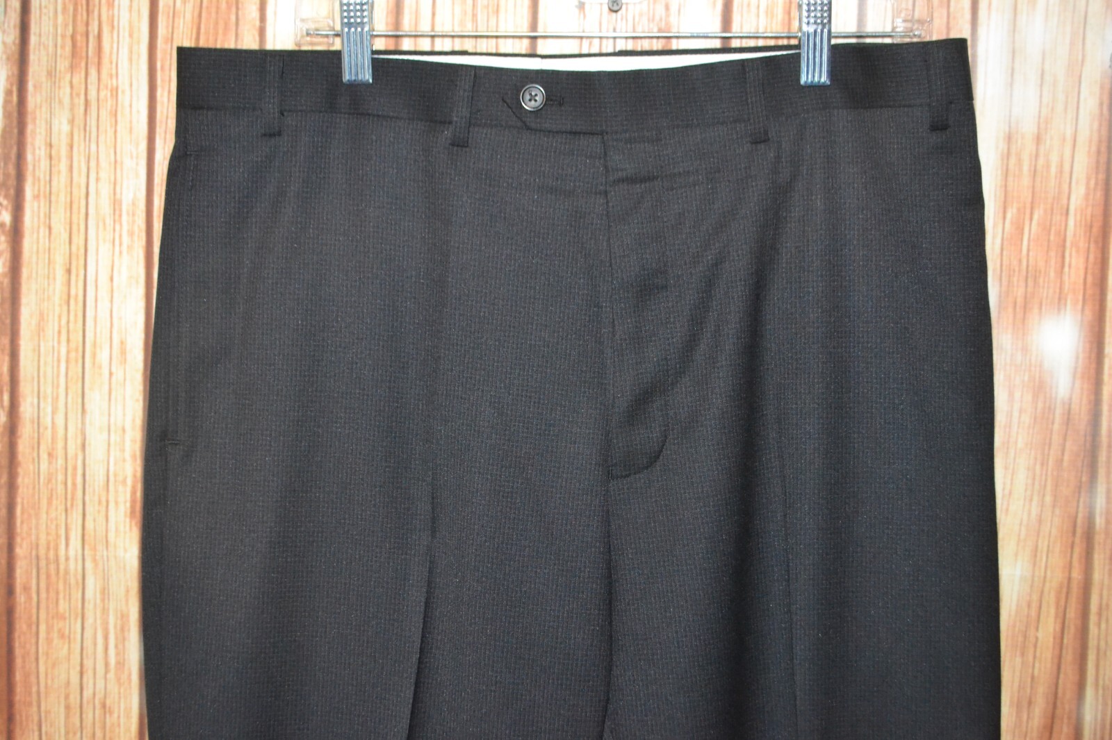 Ralph Ralph Lauren Men Black Light Gray Checked Dress Pants Size 36x32 thumbnail 8