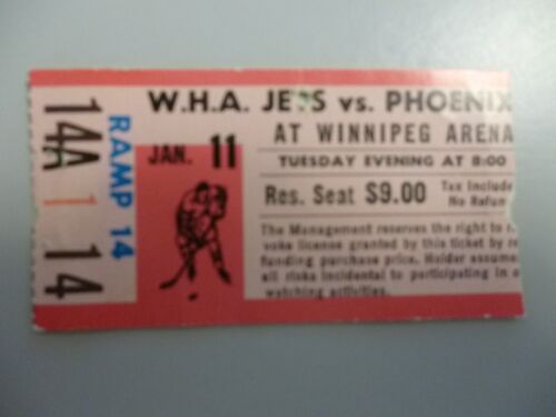 Phoenix Roadrunners at Winnipeg Jets 11/77 janvier WHA billet Stub - Photo 1 sur 2