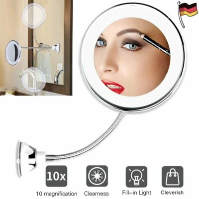 MARKENLOS Specchio Trucco LED con Ingrandimento 10x Bagno Specchio Cosmetico +Ventosa