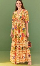 NWT FARM Rio Yellow Rio Tapestry Maxi Dress