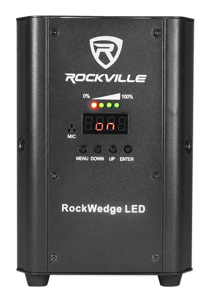 (8) Rockville RockWedge LED RGBWA+UV Rechargeable Wireless DMX DJ Par Up-Lights - Image 3 of 4