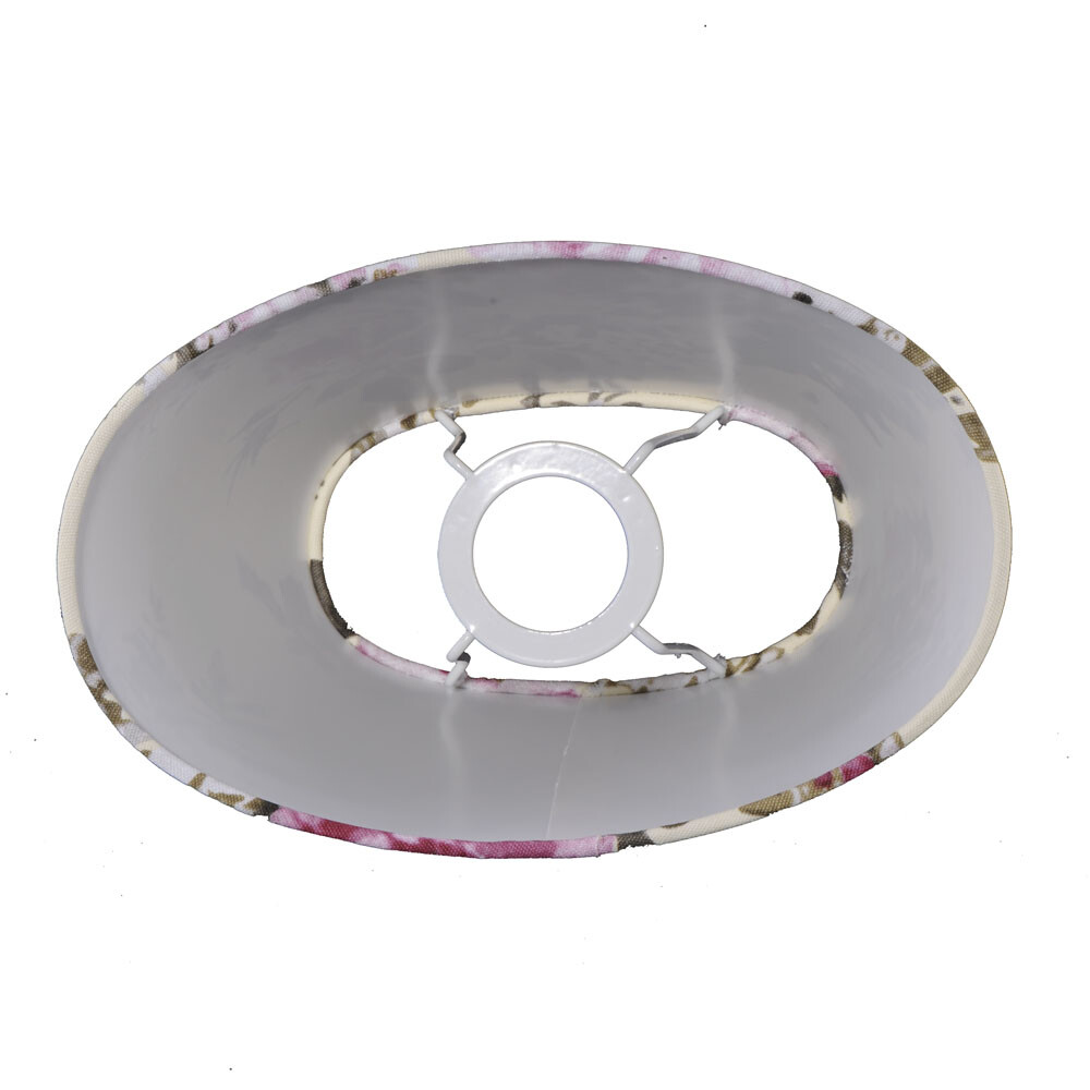Lampenschirm Oval Aus Metall Mit Rosen-Motiv – Für Tischleuchten, Weiß, E27 Fassung