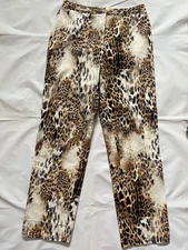 Betu Sport Lace Up Back Leopard Pants Brown Black Size 6 Vintage