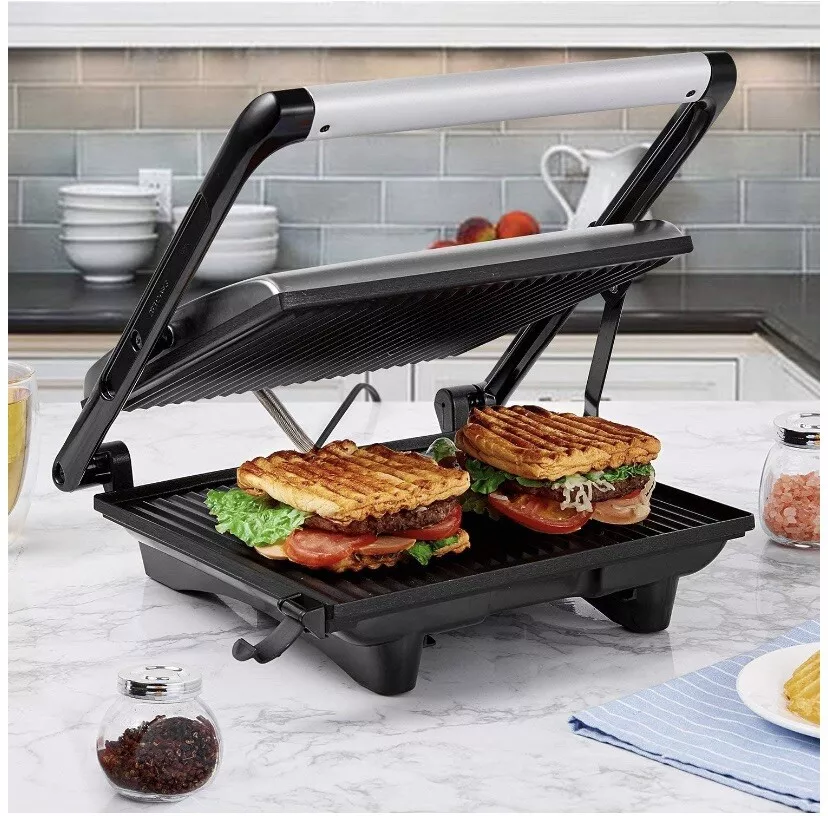 Cook's Essentials Stainless Steel Contact Grill& Panini Maker ,Black