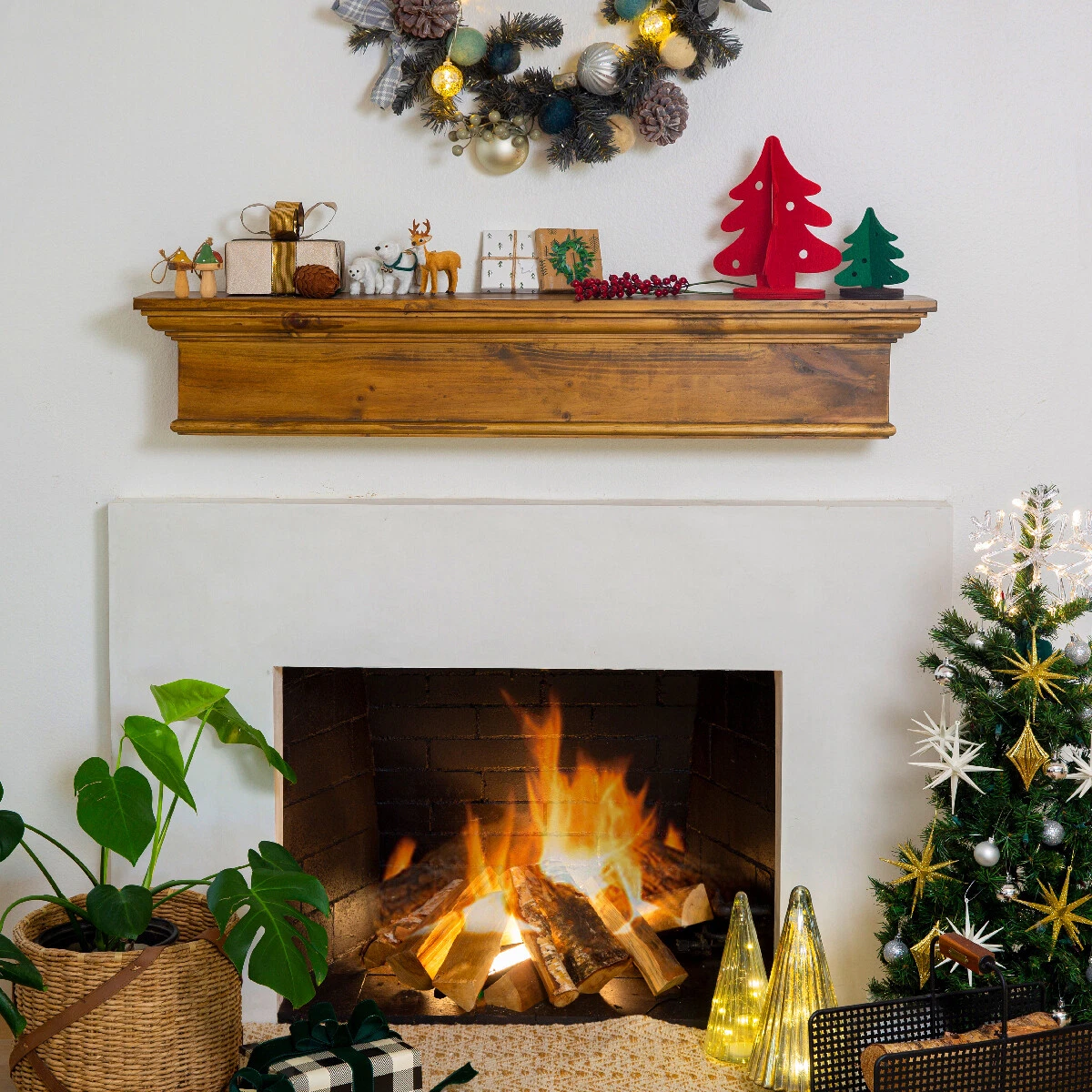 Barton Fireplace Mantel Shelf Floating Easy Wall Mount 48u0026#034; - 72u0026#034;  Ash Wood/White | eBay