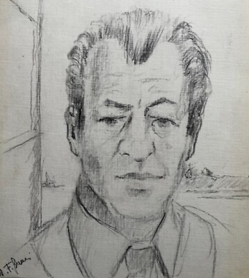 WALDEMAR BUZZA AUSTRALIAN PORTRAIT PENCIL ''SELF PORTRAIT'' 1970