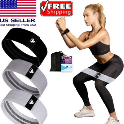 EVOLAND 3PC Fabric Resistance Bands Set Heavy/Medium/Light Pilates Yoga Home Gym