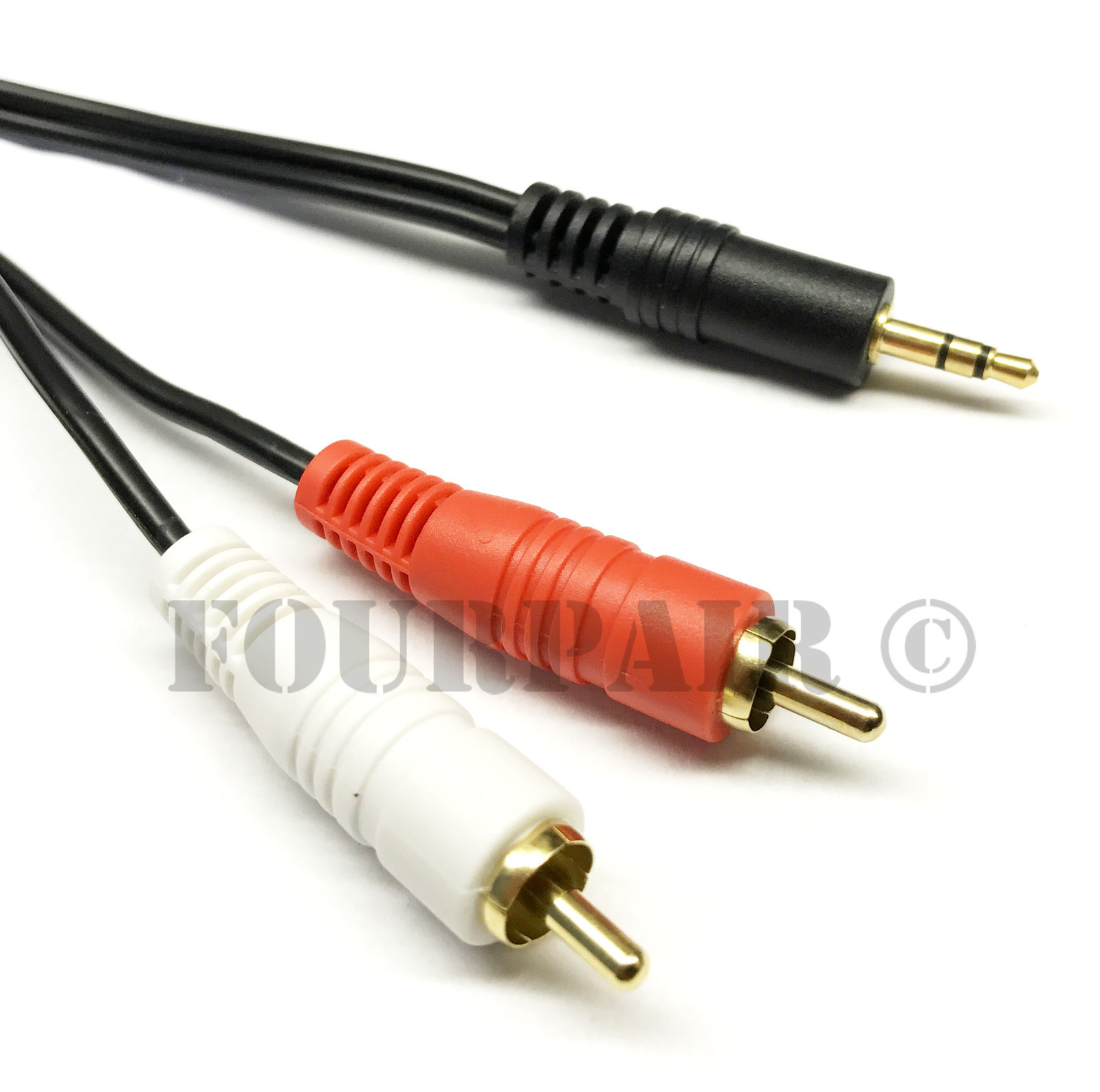 1.5ft (1/8") 3.5mm AUX Stereo to 2 RCA Male Audio Y Cable Adapter Cord MP3 iPod