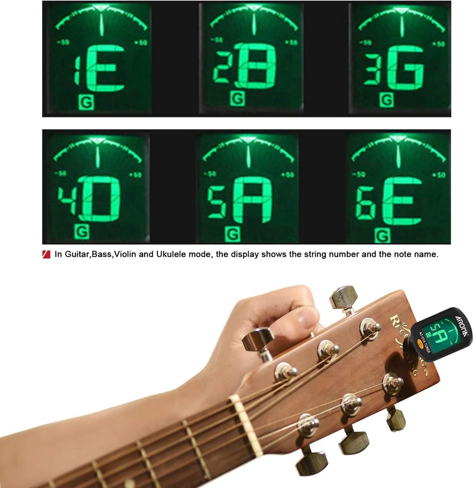 LCD Clip On Chromatic Acoustic Electric Guitar Bass Ukulele Banjo Violin Tuner - Image 2 of 4