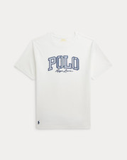 NWT Ralph Lauren Boy Striped-Logo Cotton Jersey Tee White S 8 