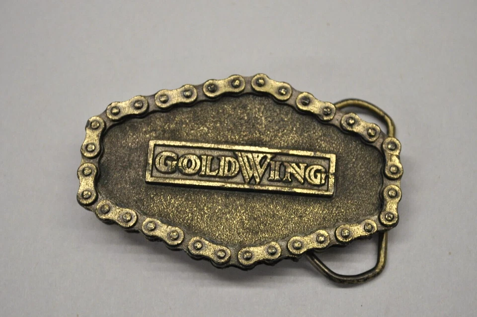 De colección Latón GoldWing Hebilla de Cinturón 1976 Great American Buckle Co Cadena de Motocicleta Foto 2 de 4
