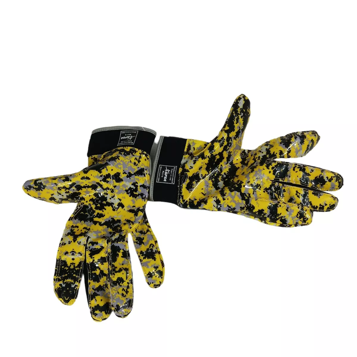Wilson Football Receiver s Gloves Super Grip Camo Yellow Black Adult Medium S